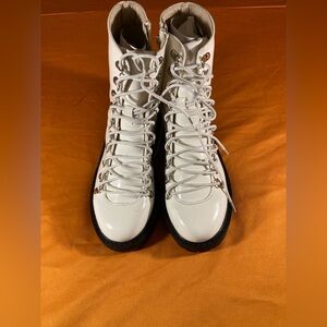 Women's White Lace-Up Boots